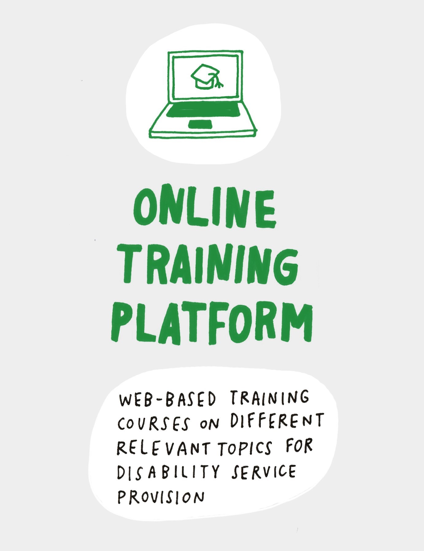 On-line training platform: web-based training courses on different relevant topics for disability service provision